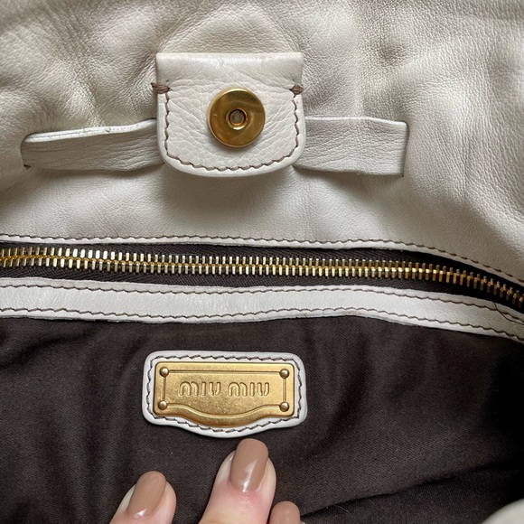 SOLD- Authentic Miu Miu off white large tote - Picture 8 of 10